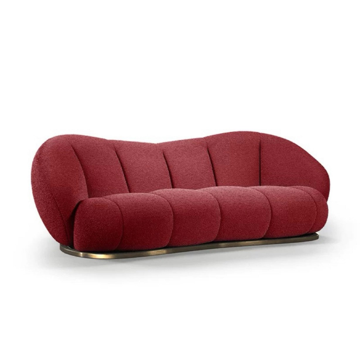 Red Velvet Curved Sofa – Modern Luxury Living Room Couch