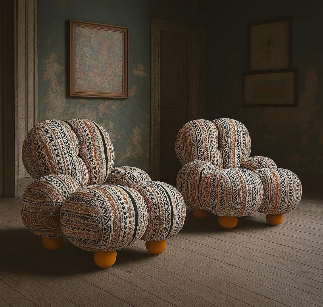 Bohemian Bubble Accent Armchair – Artistic Patterned Lounge Chair