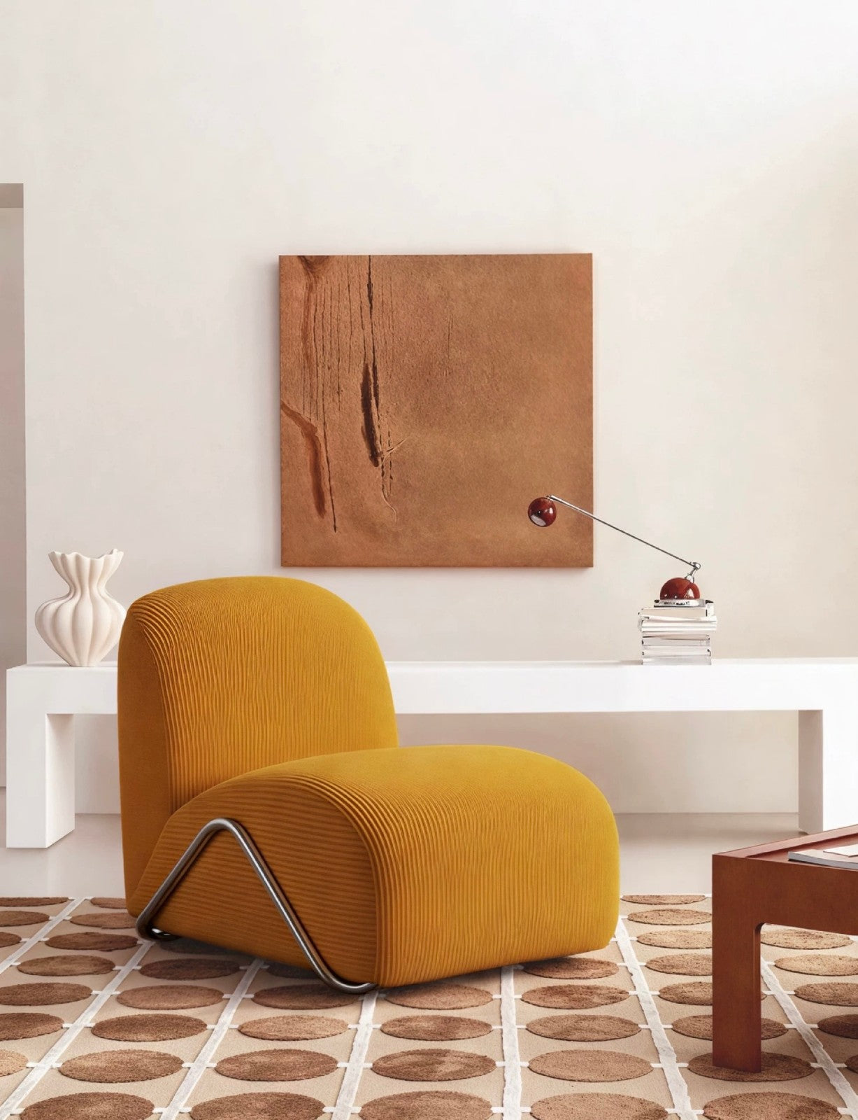 Mustard Yellow Lounge Chair, Modern Accent Armchair with Metal Frame, Living Room Reading Chair