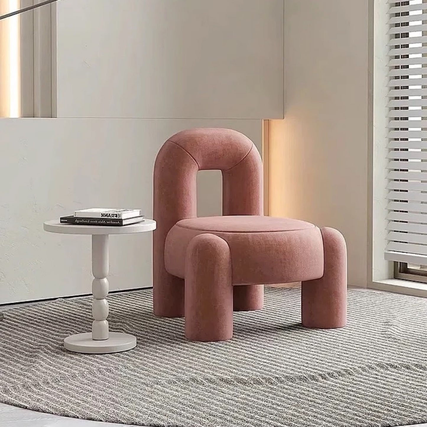 Pink Geometric Upholstered Accent Chair, Creative Modern Lounge Chair