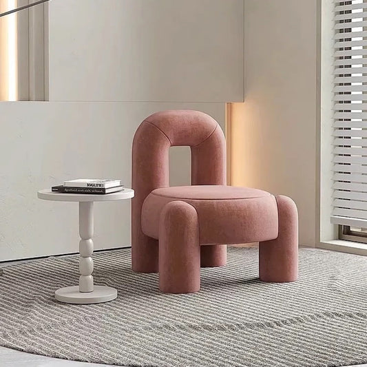 Pink Geometric Upholstered Accent Chair, Creative Modern Lounge Chair