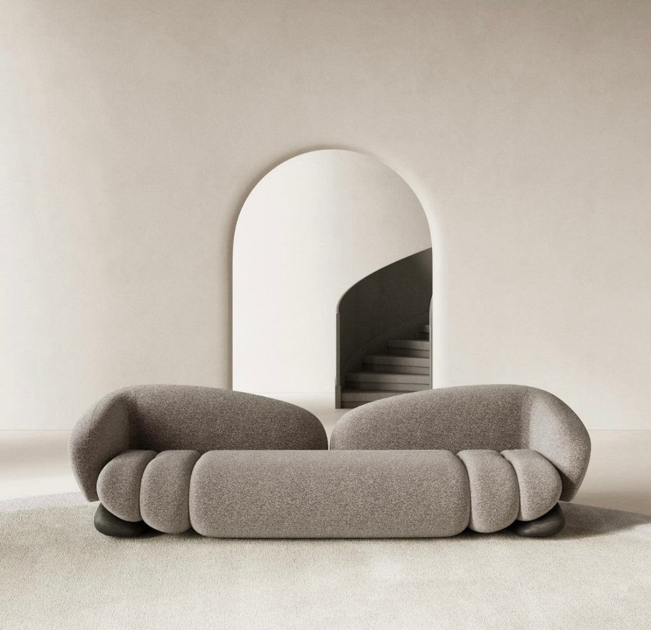 Modern Cloud-Inspired Curved Sofa – Minimalist Designer Upholstered Couch