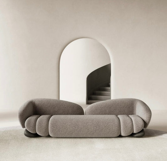 Modern Cloud-Inspired Curved Sofa – Minimalist Designer Upholstered Couch