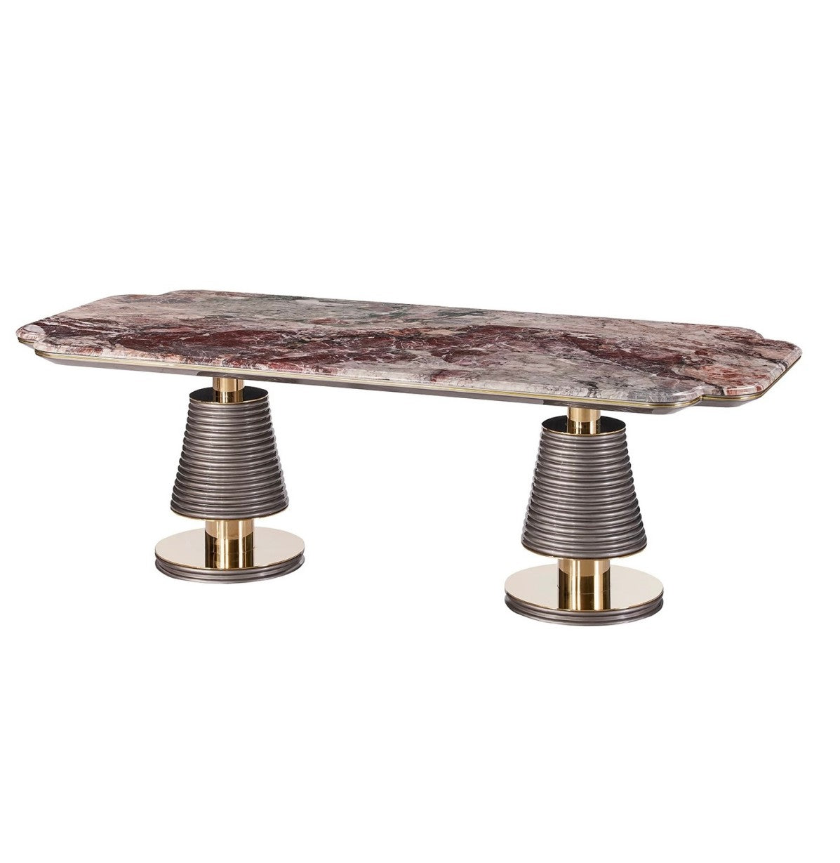 Modern Marble Coffee Table with Metallic Accents, Designer Living Room Centerpiece