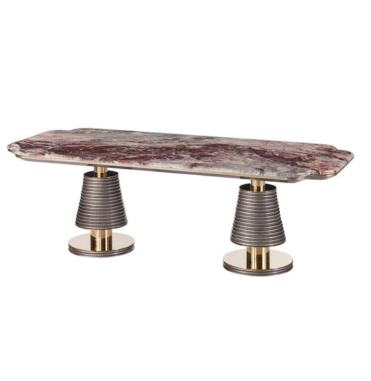 Modern Marble Coffee Table with Metallic Accents, Designer Living Room Centerpiece