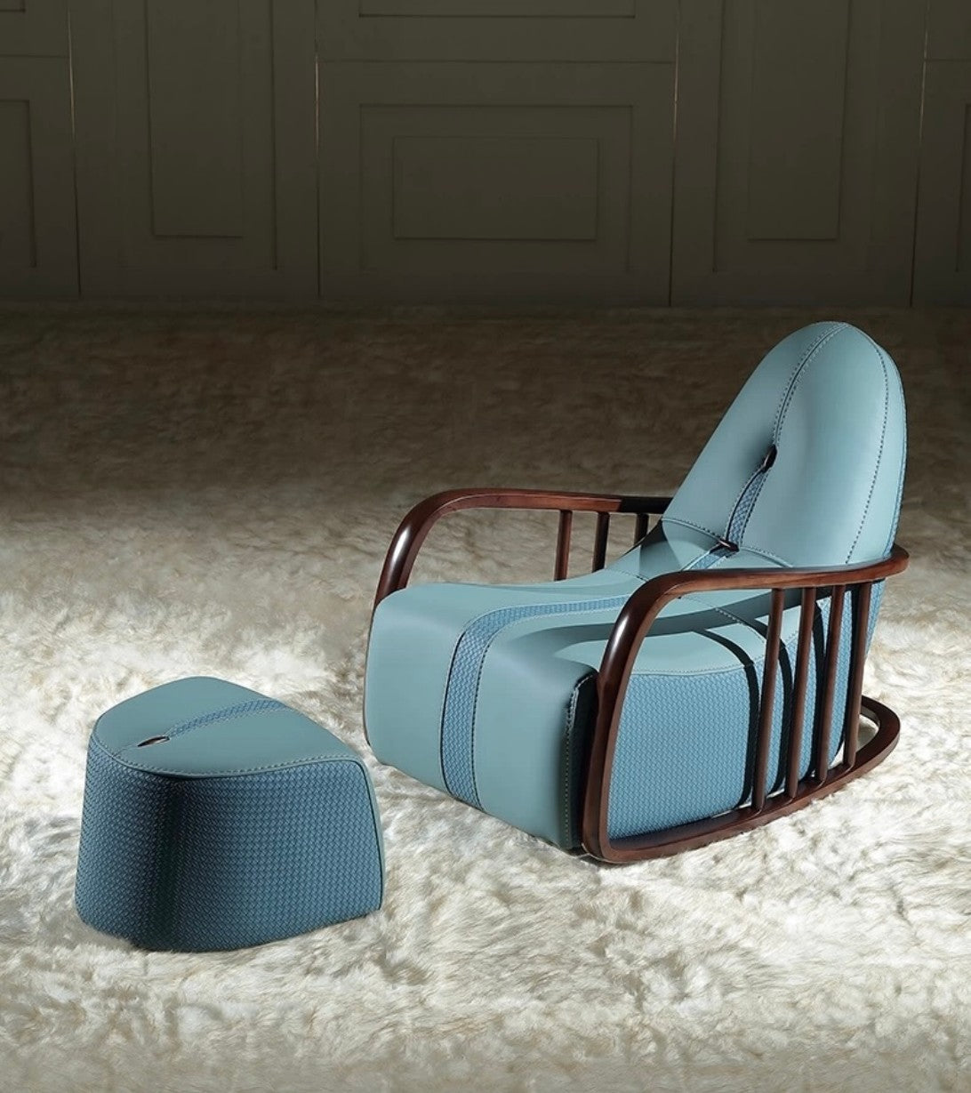 Modern Leather Rocking Chair with Footrest – Contemporary Lounge Recliner