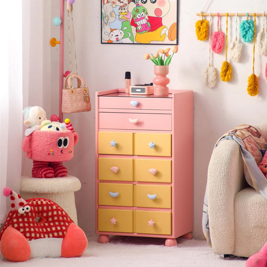 Cute Pastel Storage Chest, Kids’ Room Organizer with Fun Handles