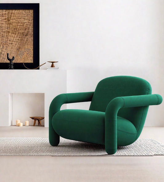 Emerald Green Armchair, Modern Upholstered Accent Chair, Living Room Lounge Chair