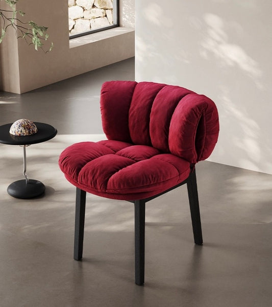 Retro Red Velvet Accent Chair – Nordic Style Upholstered Chair, Modern Living Room
