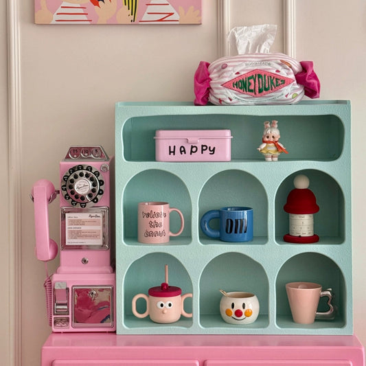 Retro Pastel Arched Display Shelf, Cute Decorative Organizer