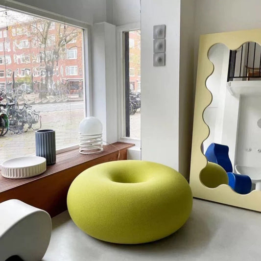 Modern Donut Shape Lounge Pouf, Minimalist Round Floor Cushion