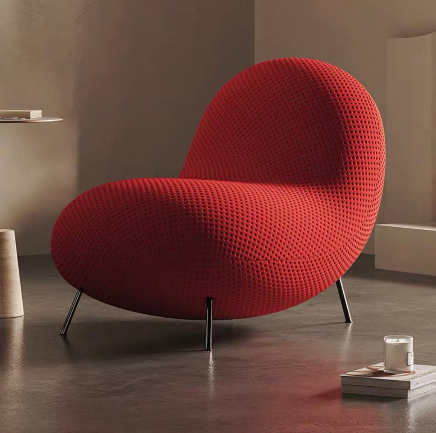Red Modern Minimalist Lounge Chair, Contemporary Accent Armchair