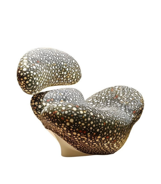 Organic Modern Lounge Chair – Artistic Polka Dot Upholstered Armchair